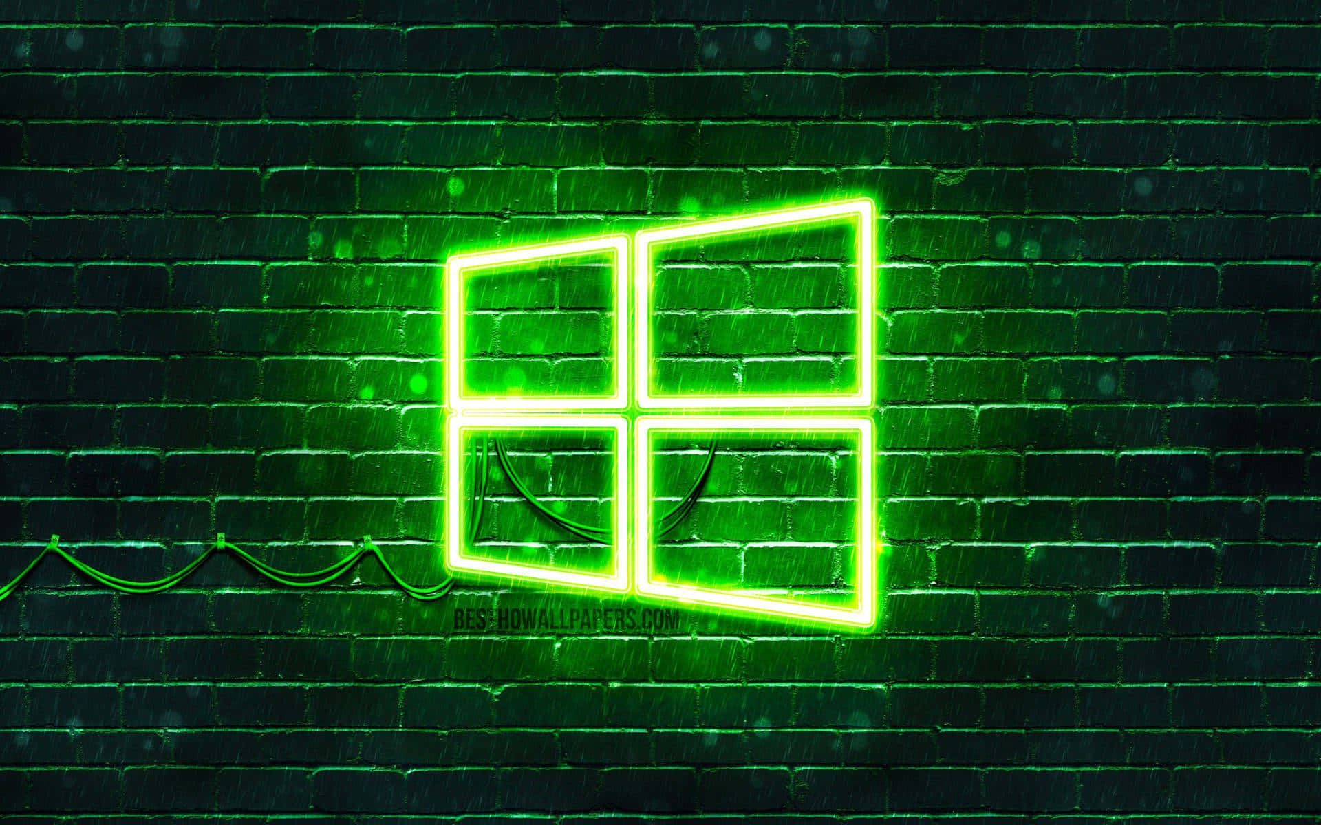 Windows 10 Logo Neon Green Wall Wallpaper