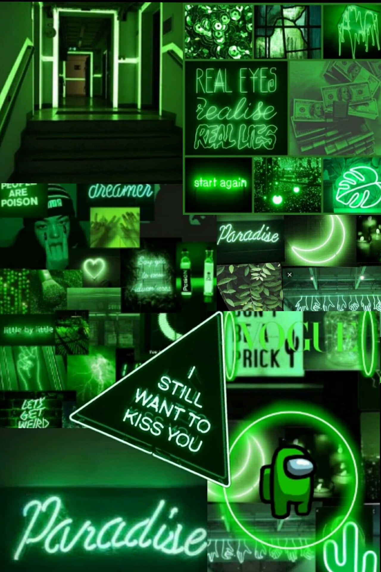 Lysupp Din Skrivbordsbakgrund Med Neon Green Aesthetic! Wallpaper