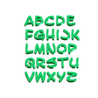 Neon Green Alphabet Letters PNG