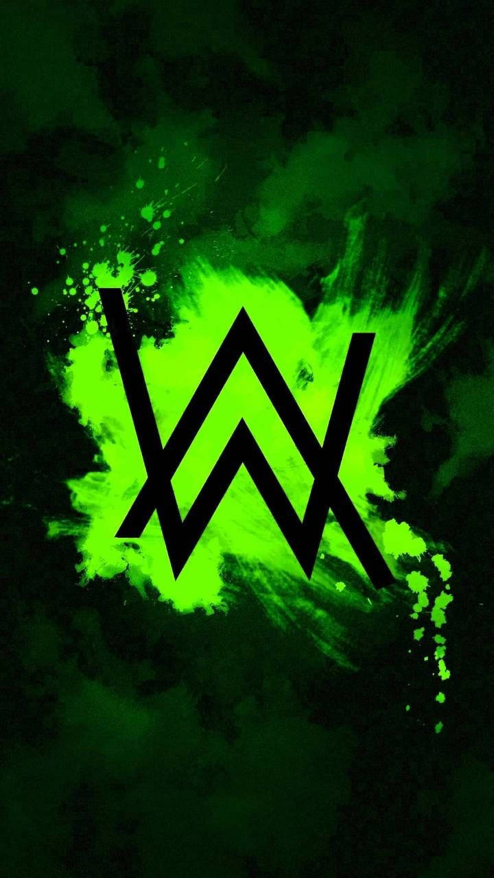 Neon Green And Black Alan Walker Logo Wallpaper
