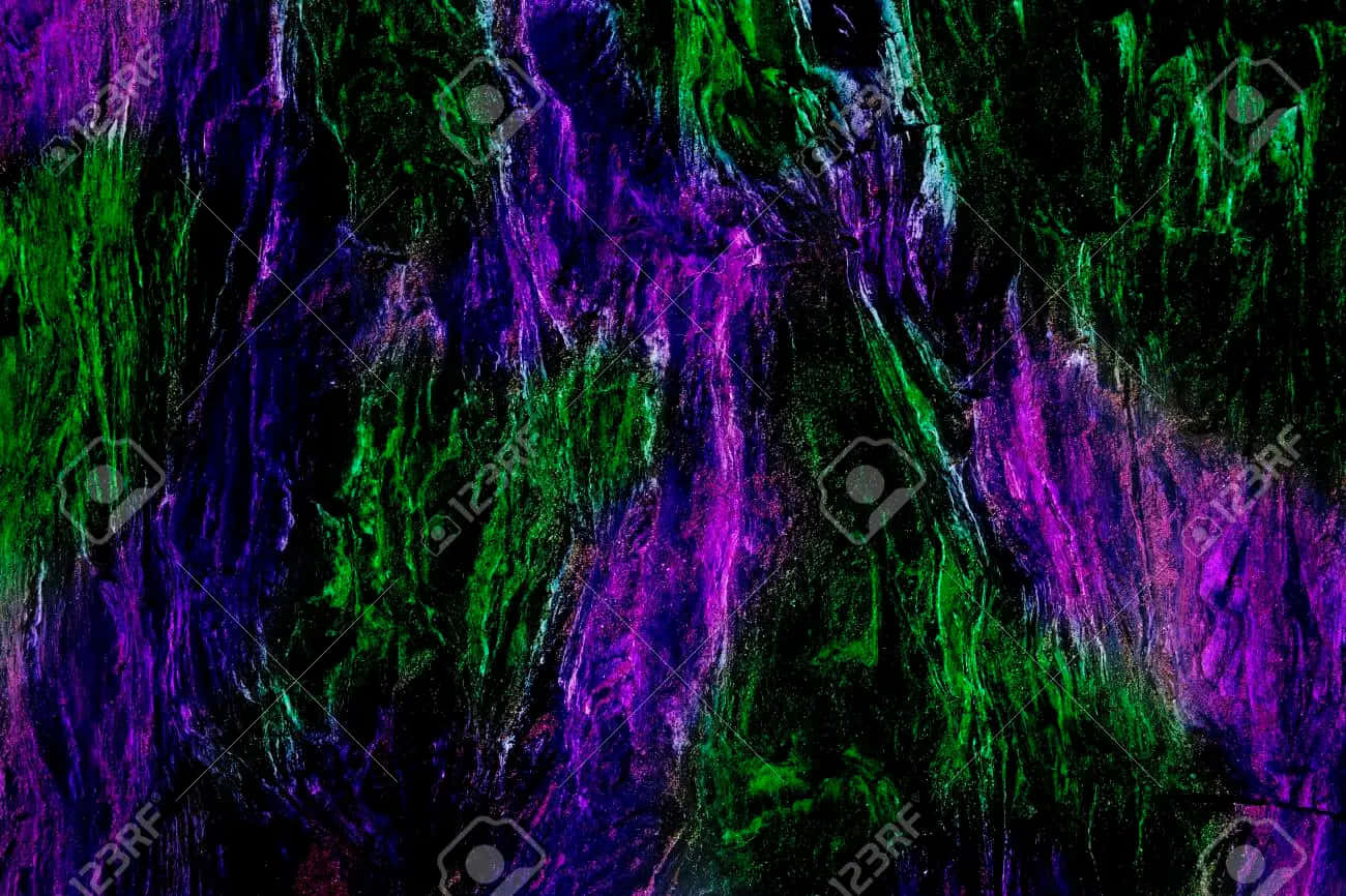 Vivid Neon Green and Purple Abstract Art Wallpaper