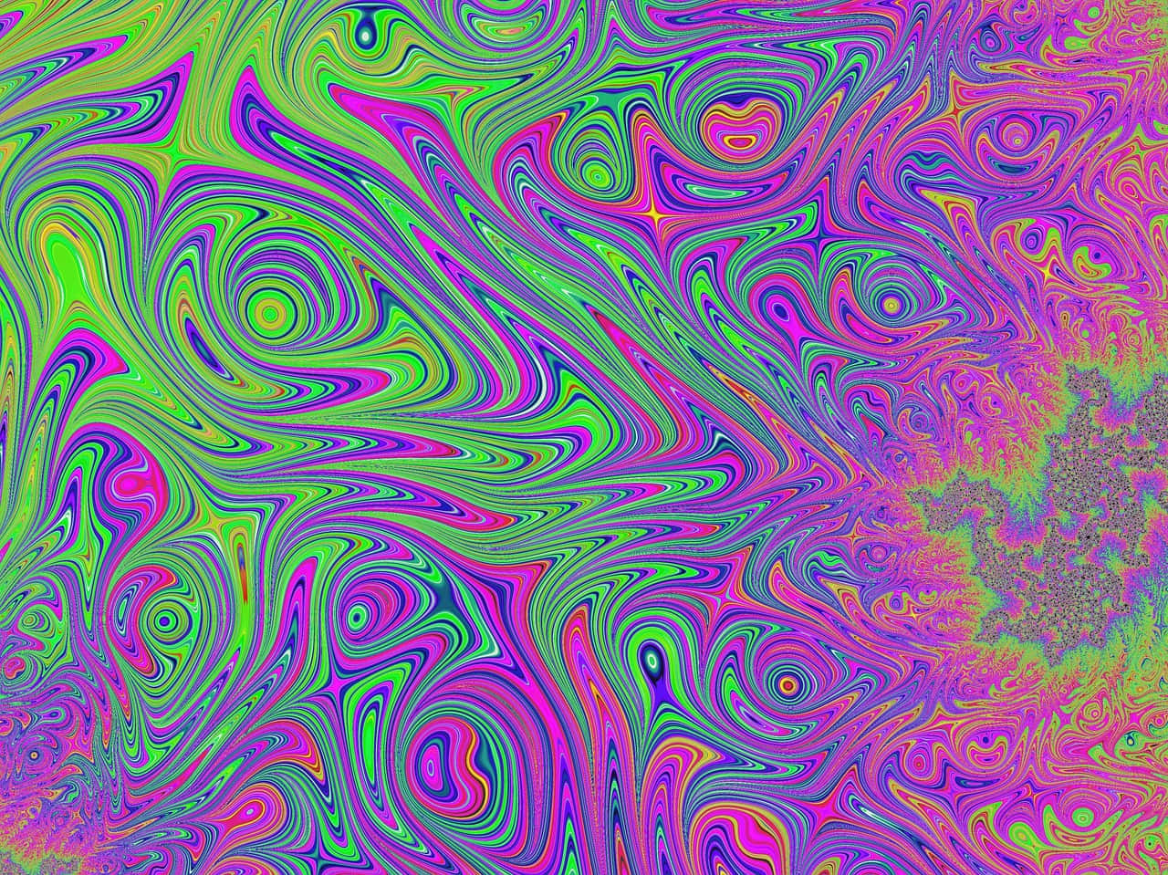 Einfarbenfrohes, Wirbelndes Muster Mit Lila, Grünen Und Blauen Farben. Wallpaper