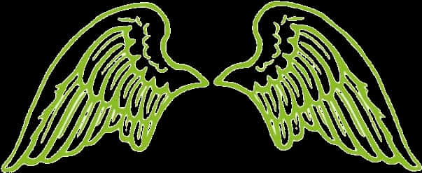 Neon Green Angel Wings Graphic PNG