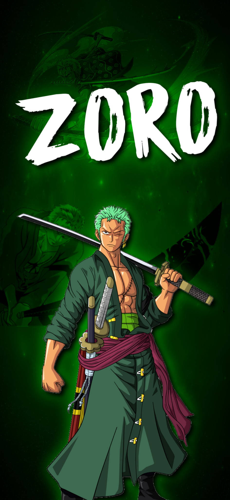 Neon Green Anime Roronoa Zoro PFP Wallpaper