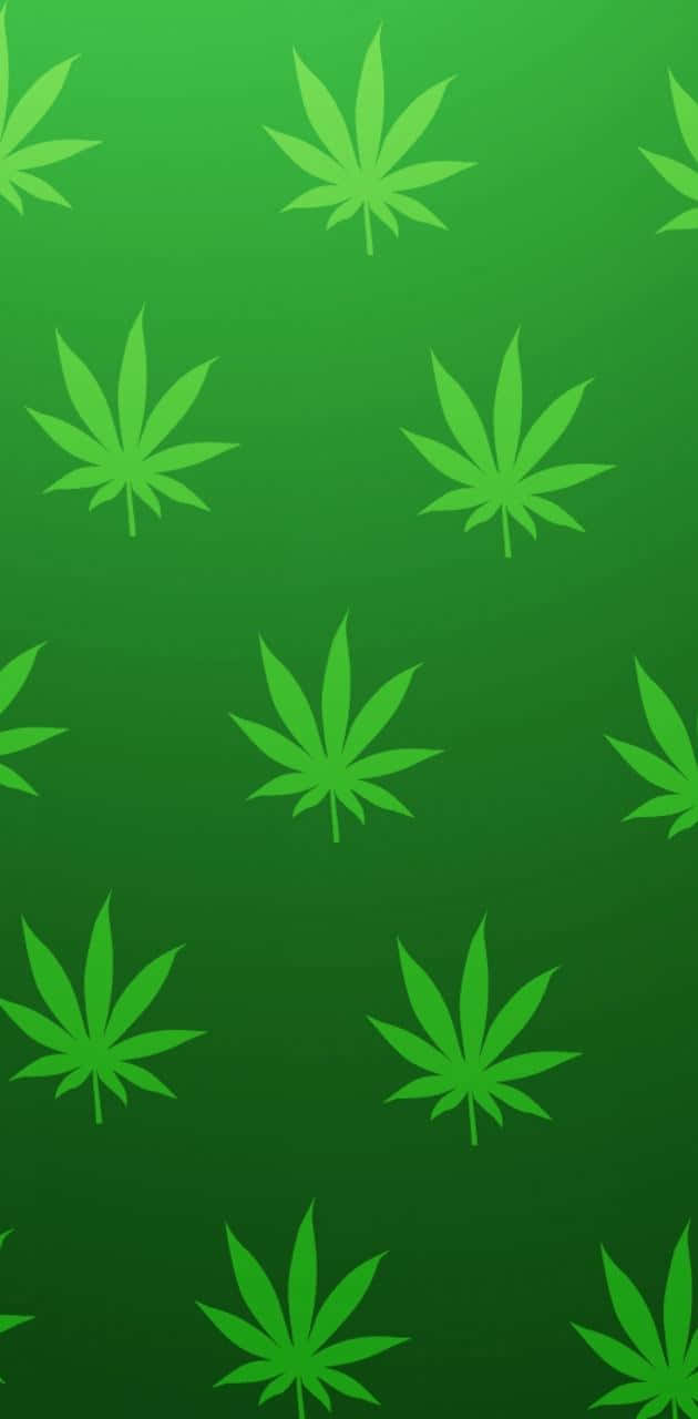 Neon Green Cannabis Leaf Pattern Wallpaper