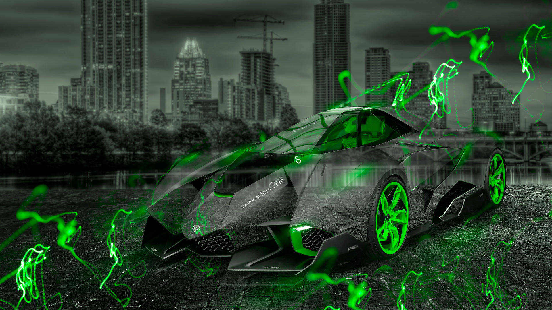 Neon Green Car Effects Wallpaper