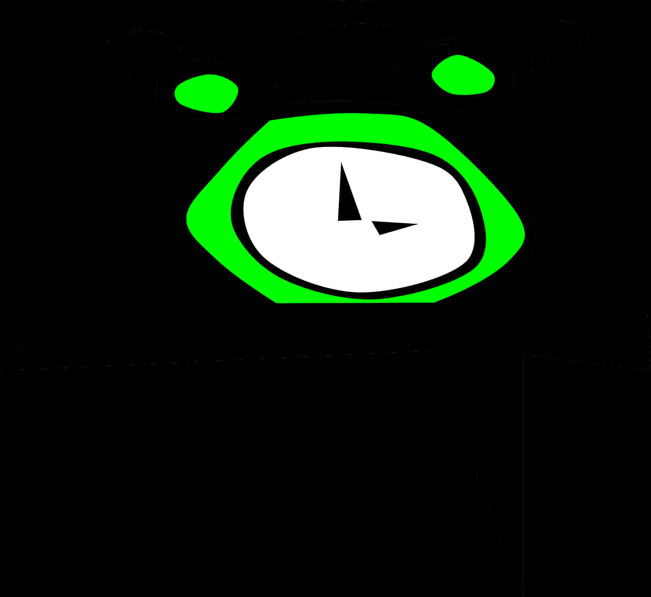 Neon Green Clock Design PNG