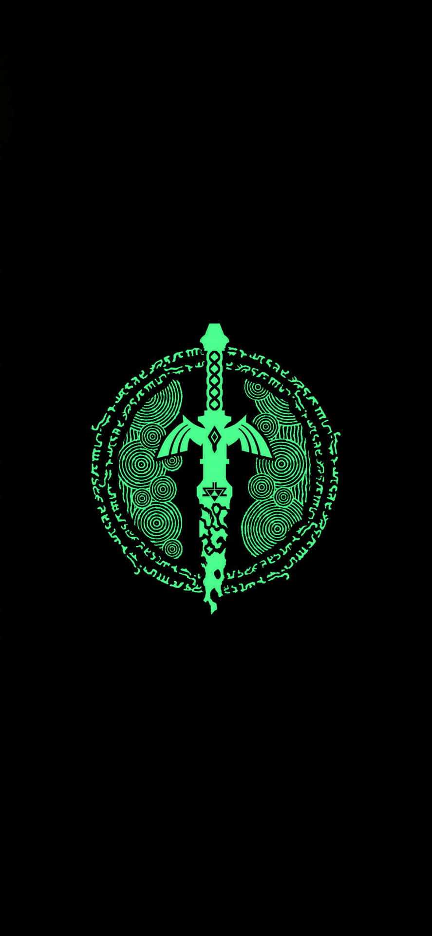 Neon Green Cyber Sword Design Wallpaper
