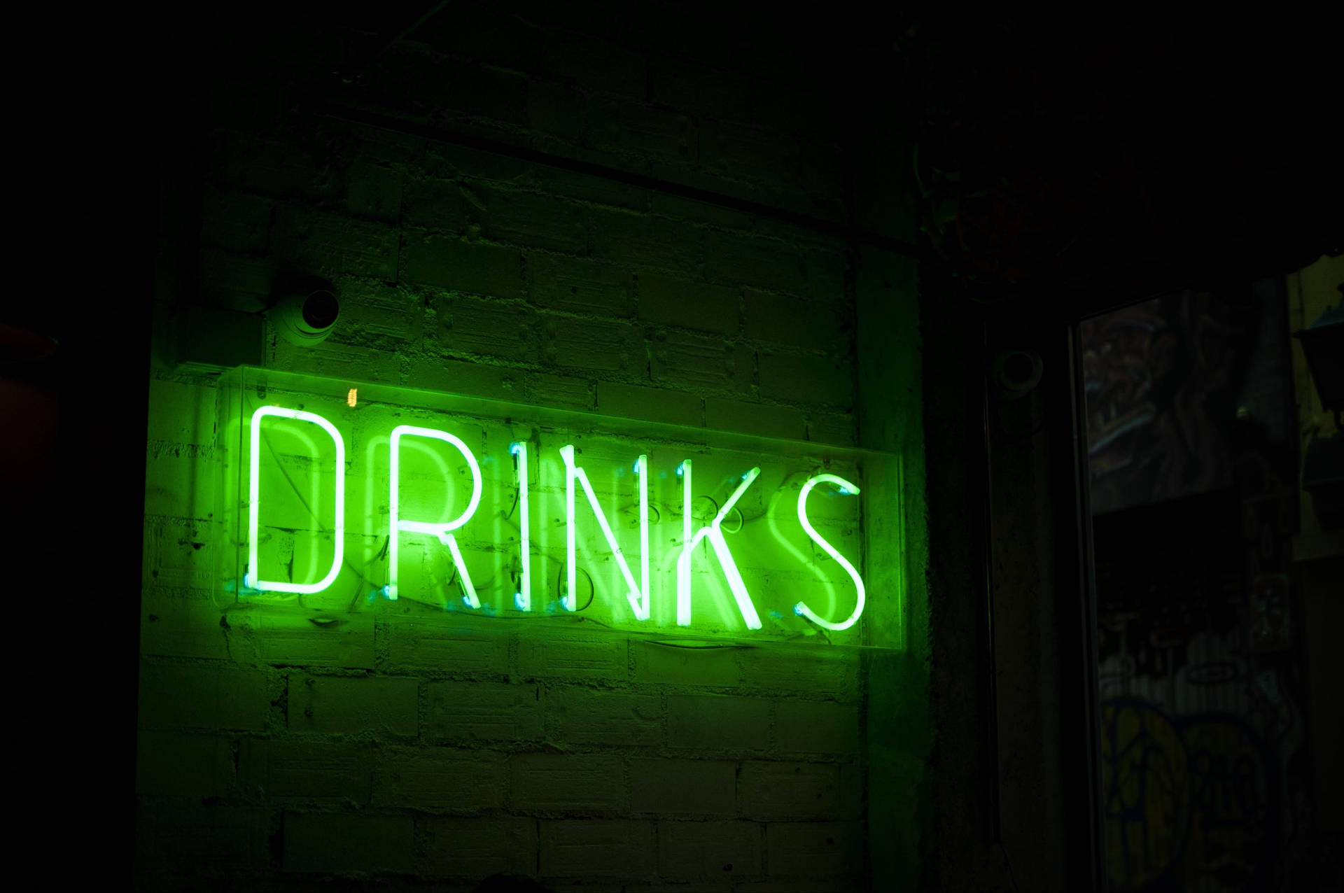 Neon Green Drinks Signage Wallpaper