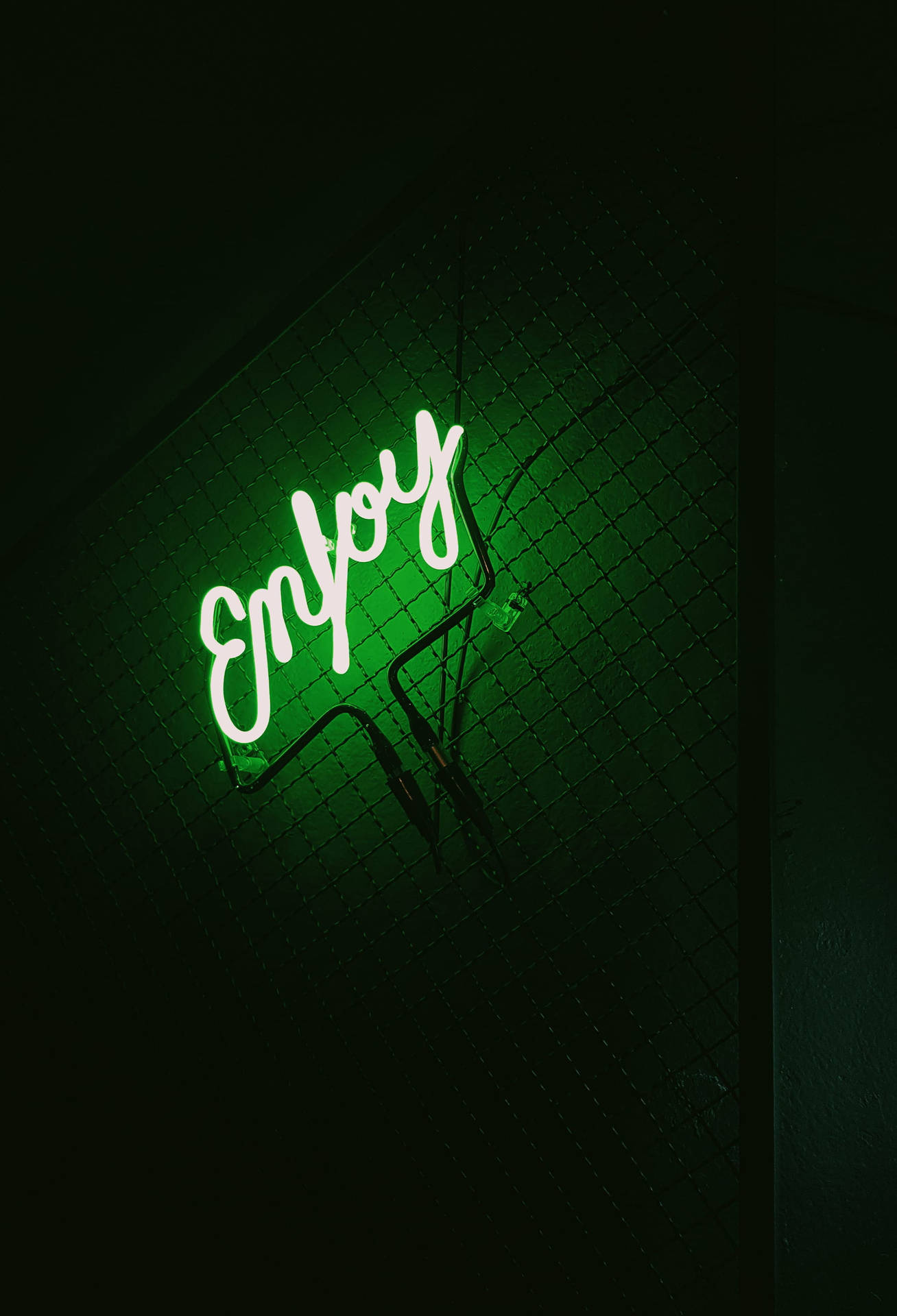 Neon Green Enjoy Signage Wallpaper