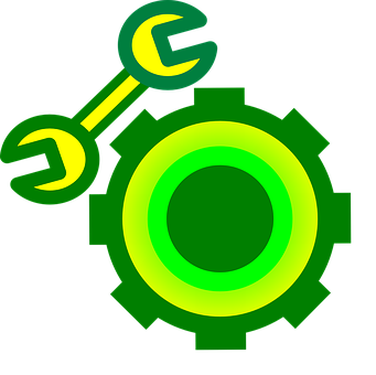 Neon Green Gearand Wrench Icon PNG