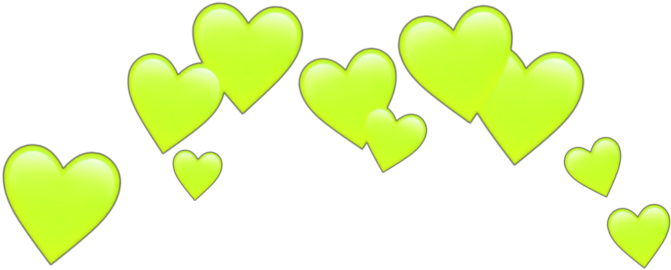 Neon Green Hearts Pattern PNG