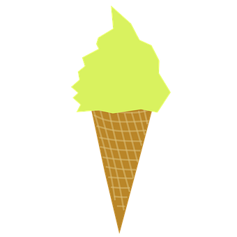 Neon Green Ice Cream Cone PNG