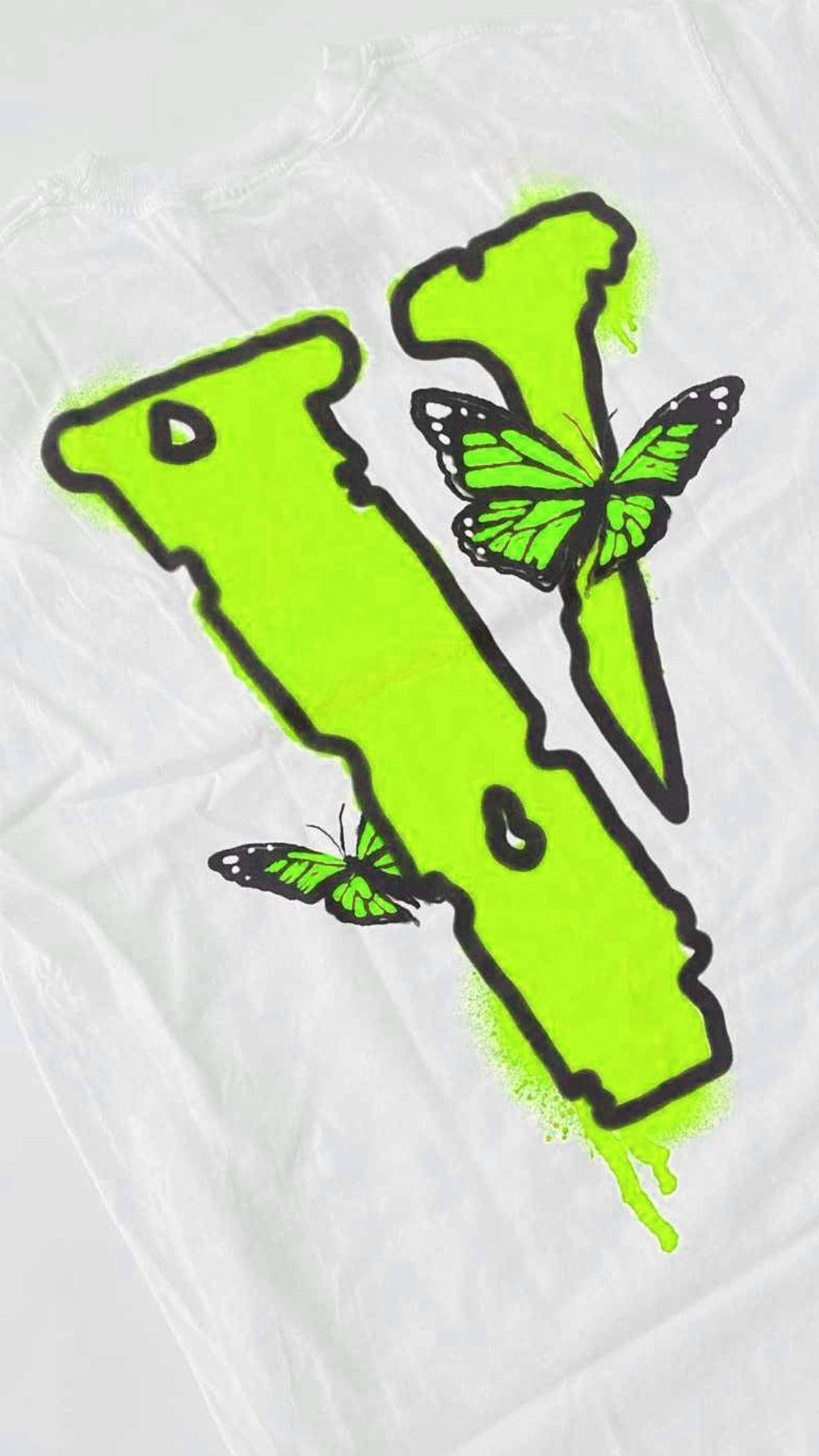 Neongrön Logotyp Och Fjärilar Vlone Pfp Wallpaper