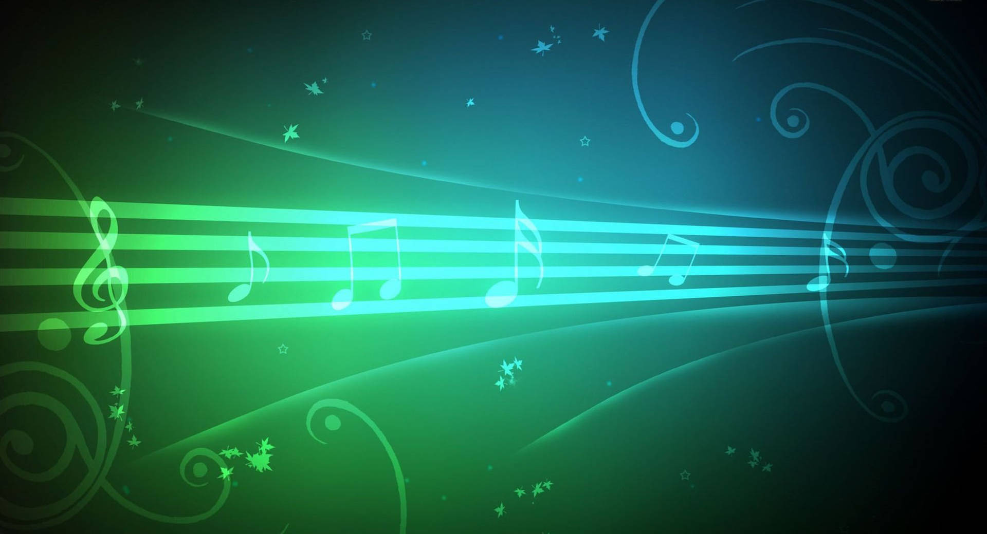 Neon Green Music Notes