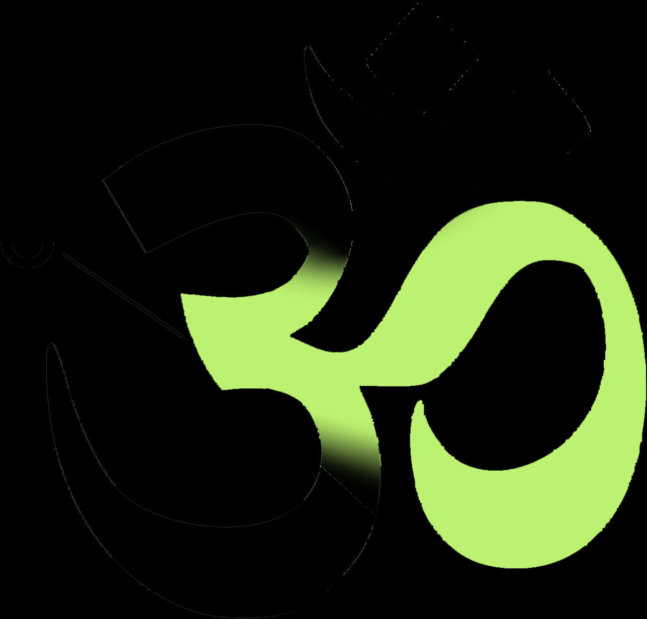 Neon Green Om Symbolon Black Background PNG
