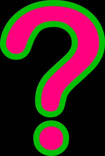 Neon Green Outline Question Mark PNG