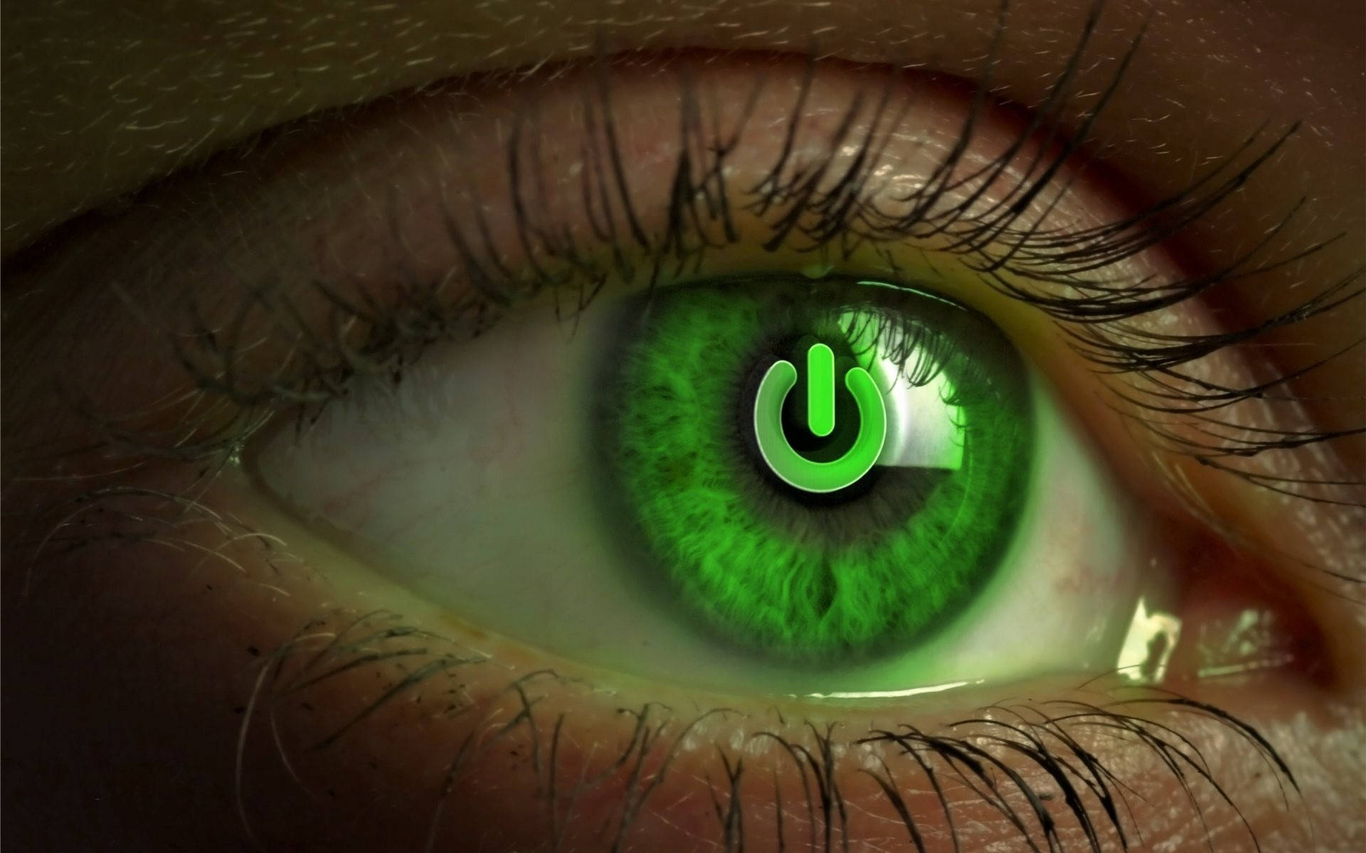 Botãode Energia Em Neon Verde Olho. Papel de Parede