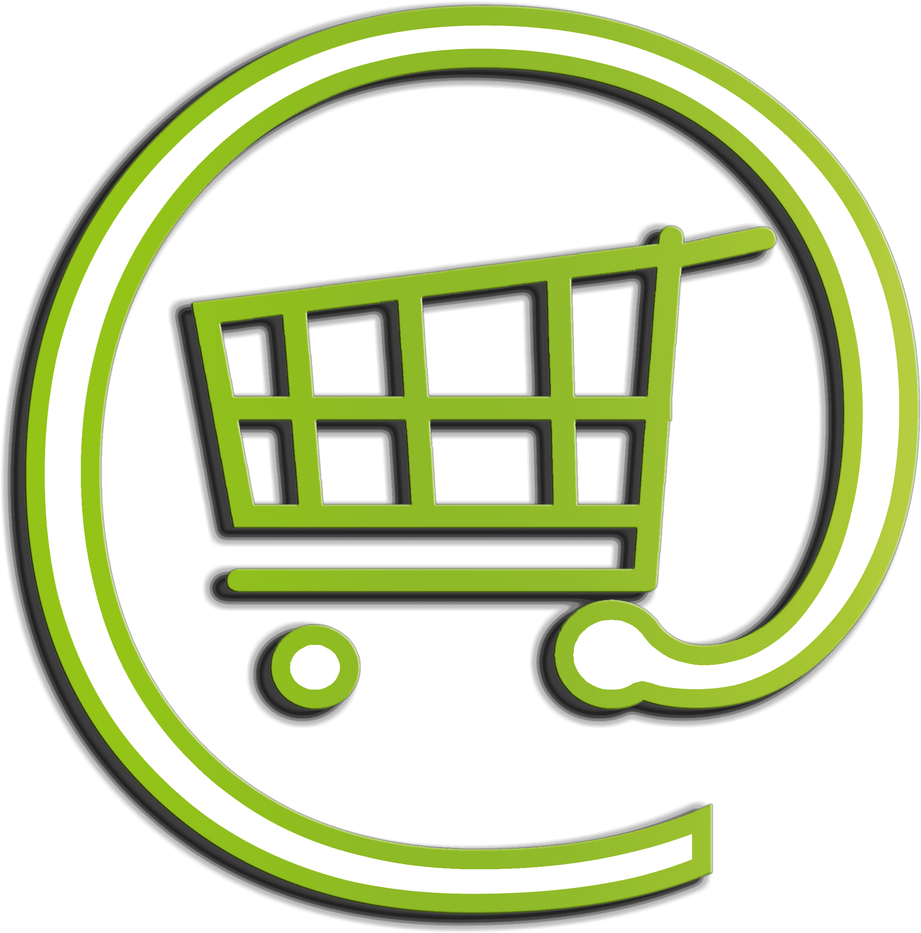 Neon Green Shopping Cart Icon PNG