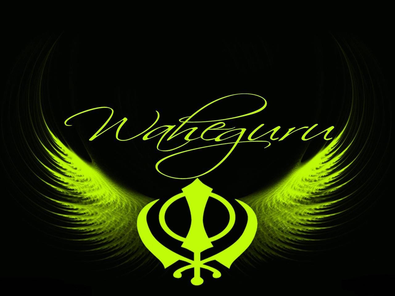 Neon Green Sikhism Symbol Waheguru