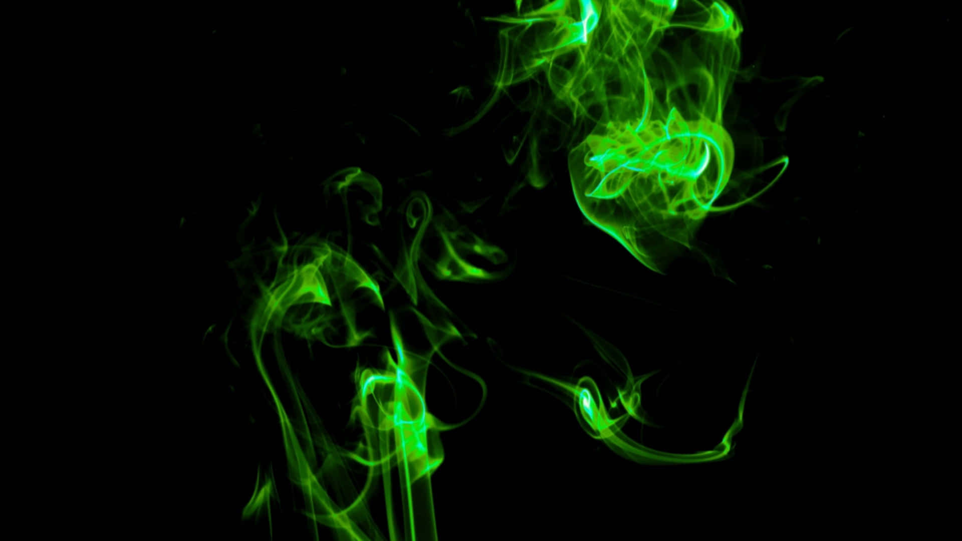 Neon Green Smoke Swirling In Black Wallpaper