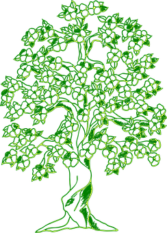 Neon Green Tree Illustration PNG
