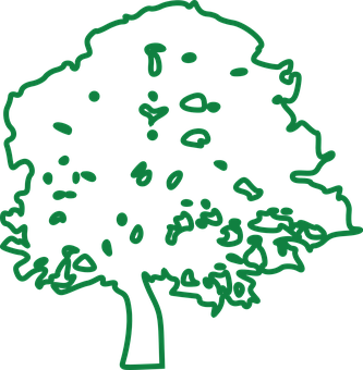 Neon Green Tree Outline PNG
