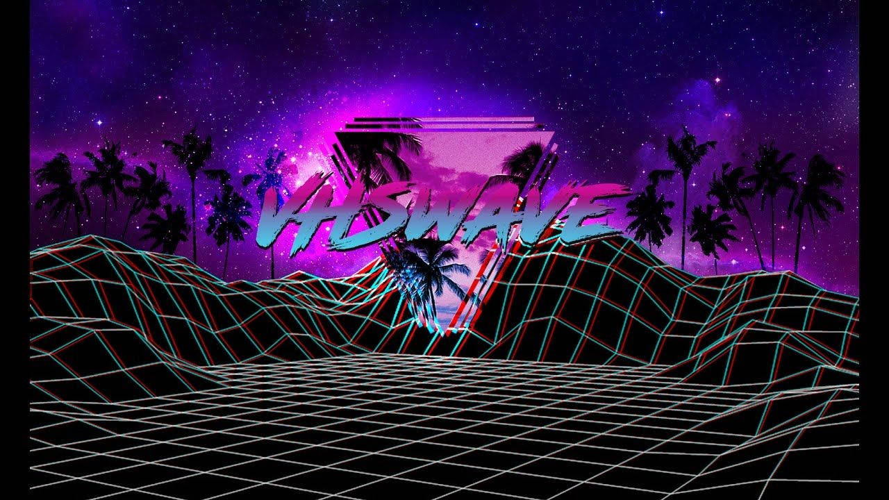 Neon Grid Mountains 80s Picture