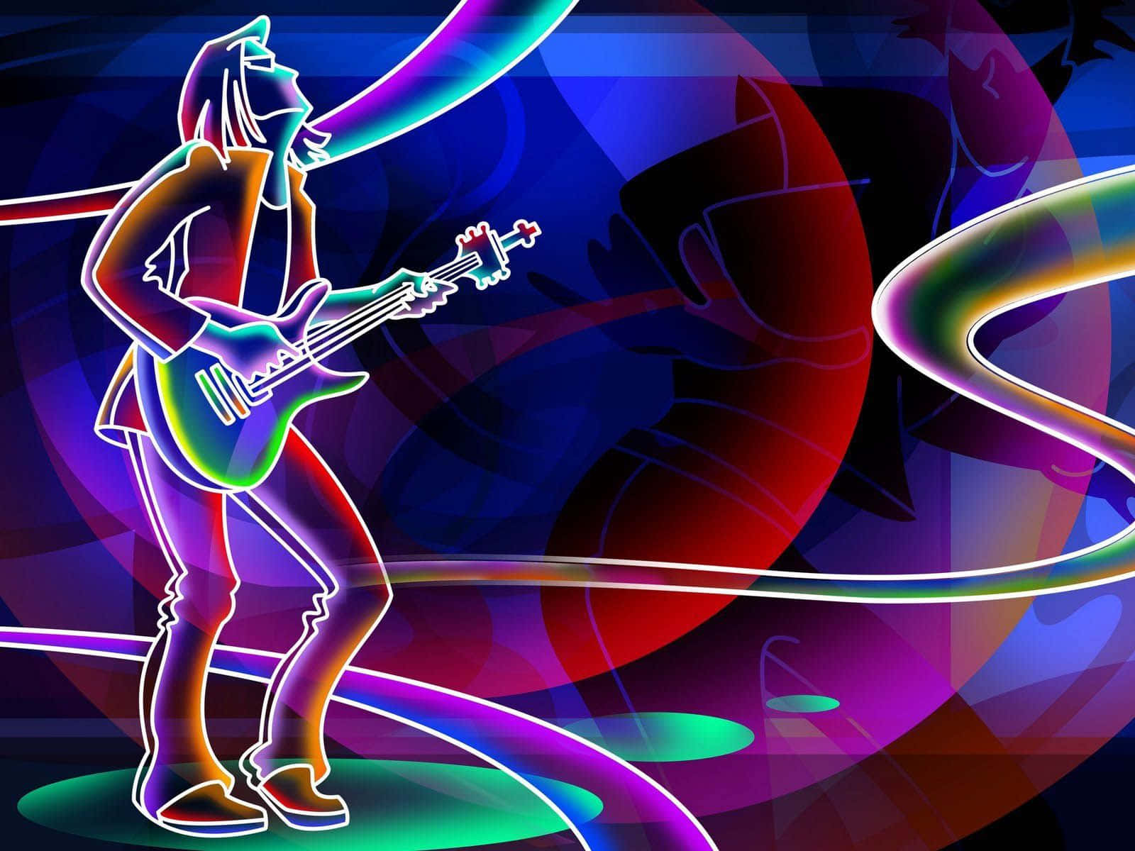 Neon Guitarist Vibrant Performance Wallpaper