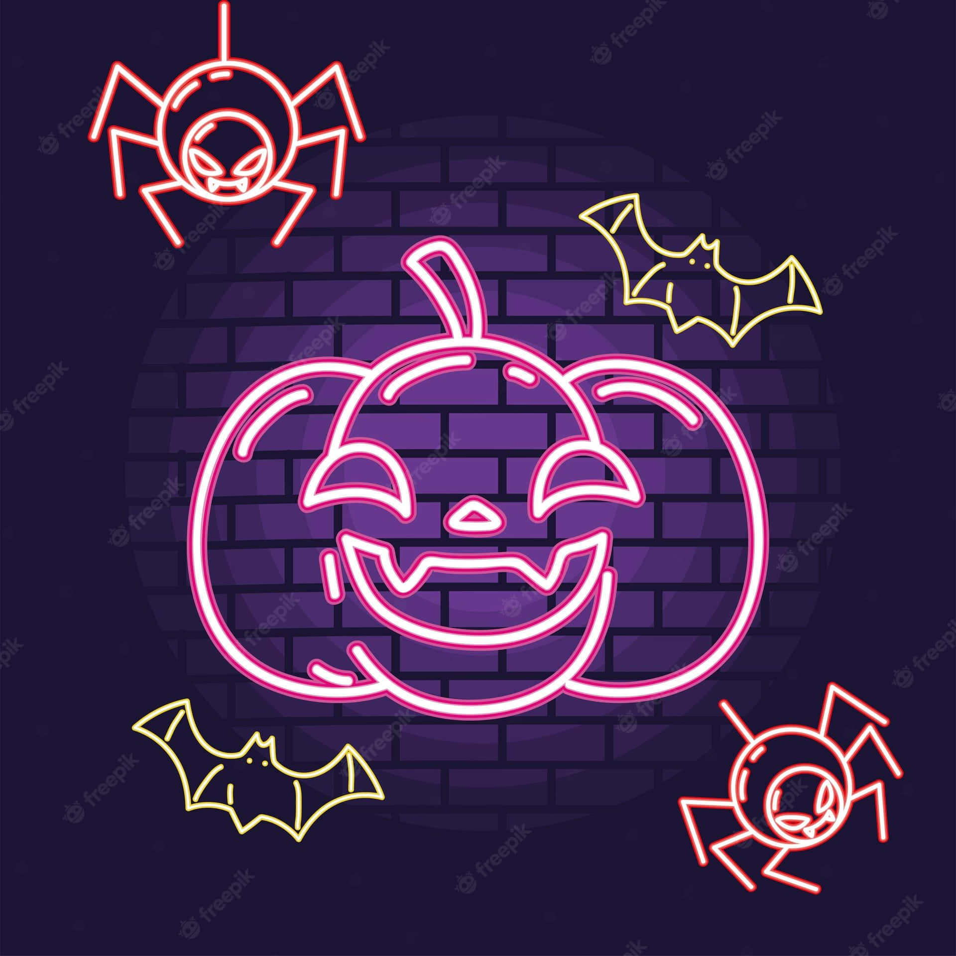 Neon Halloween - Get Ready for a Spooky Time Wallpaper