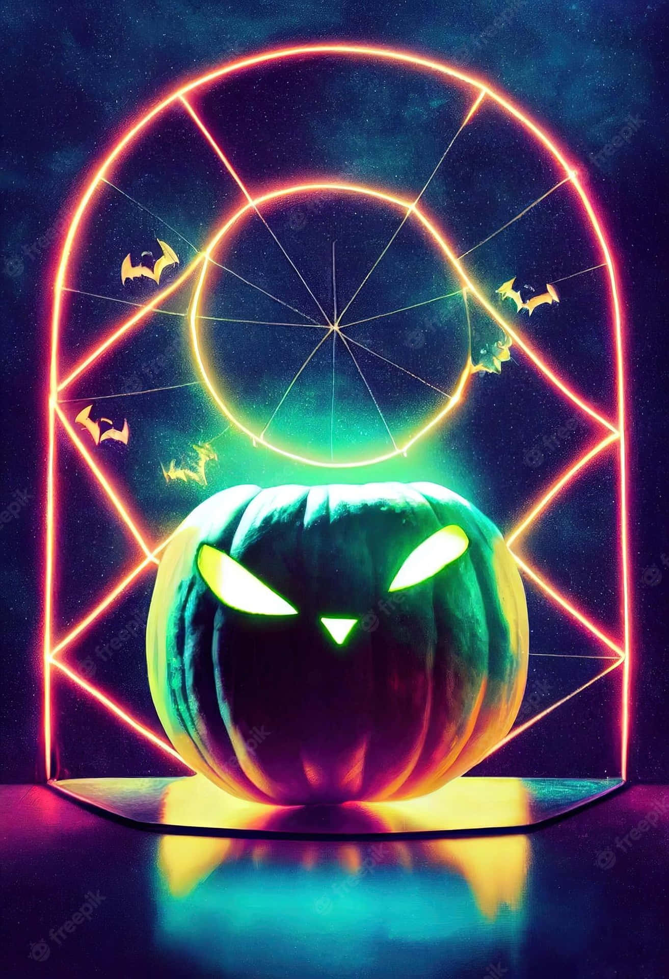 Lys op nat i neon til halloween! Wallpaper