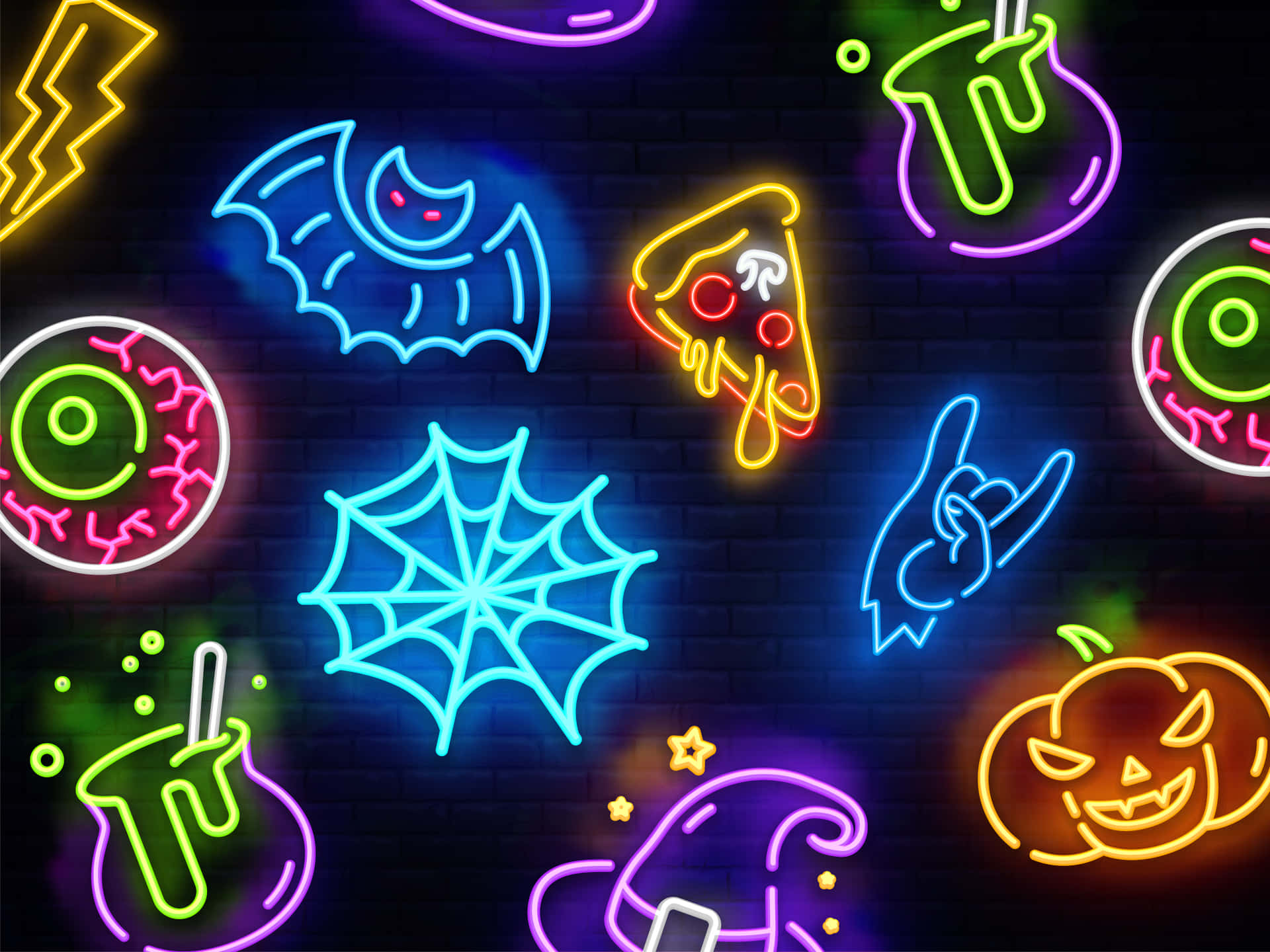 Celebrate Halloween in Neon Style Wallpaper