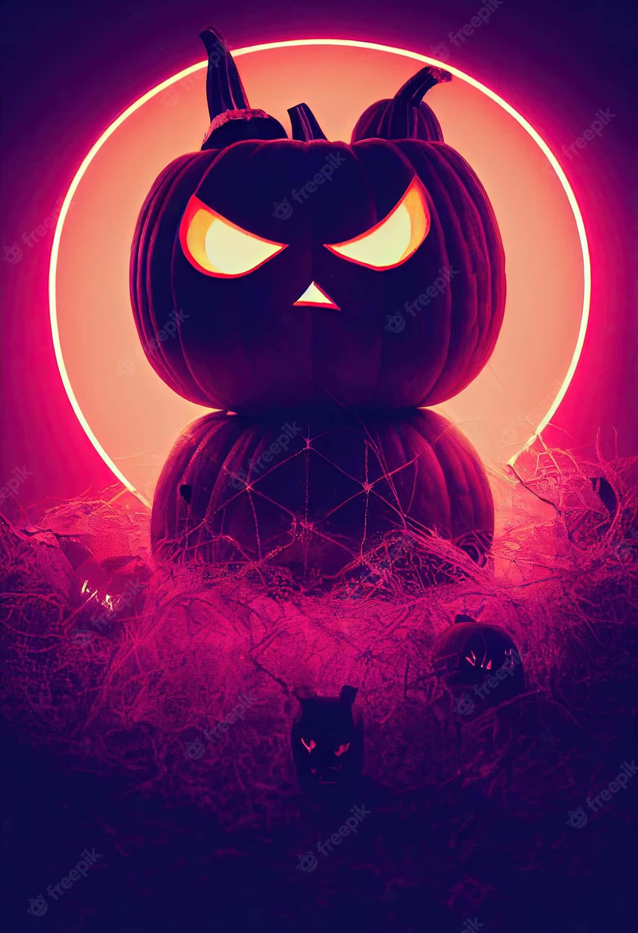 Unearthly Vibes - Neon Halloween Wallpaper
