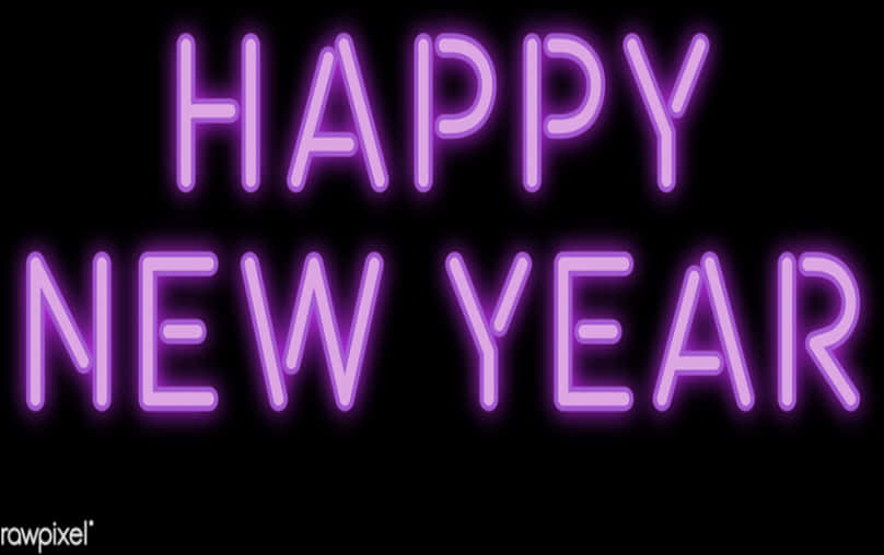 Neon Happy New Year Sign PNG