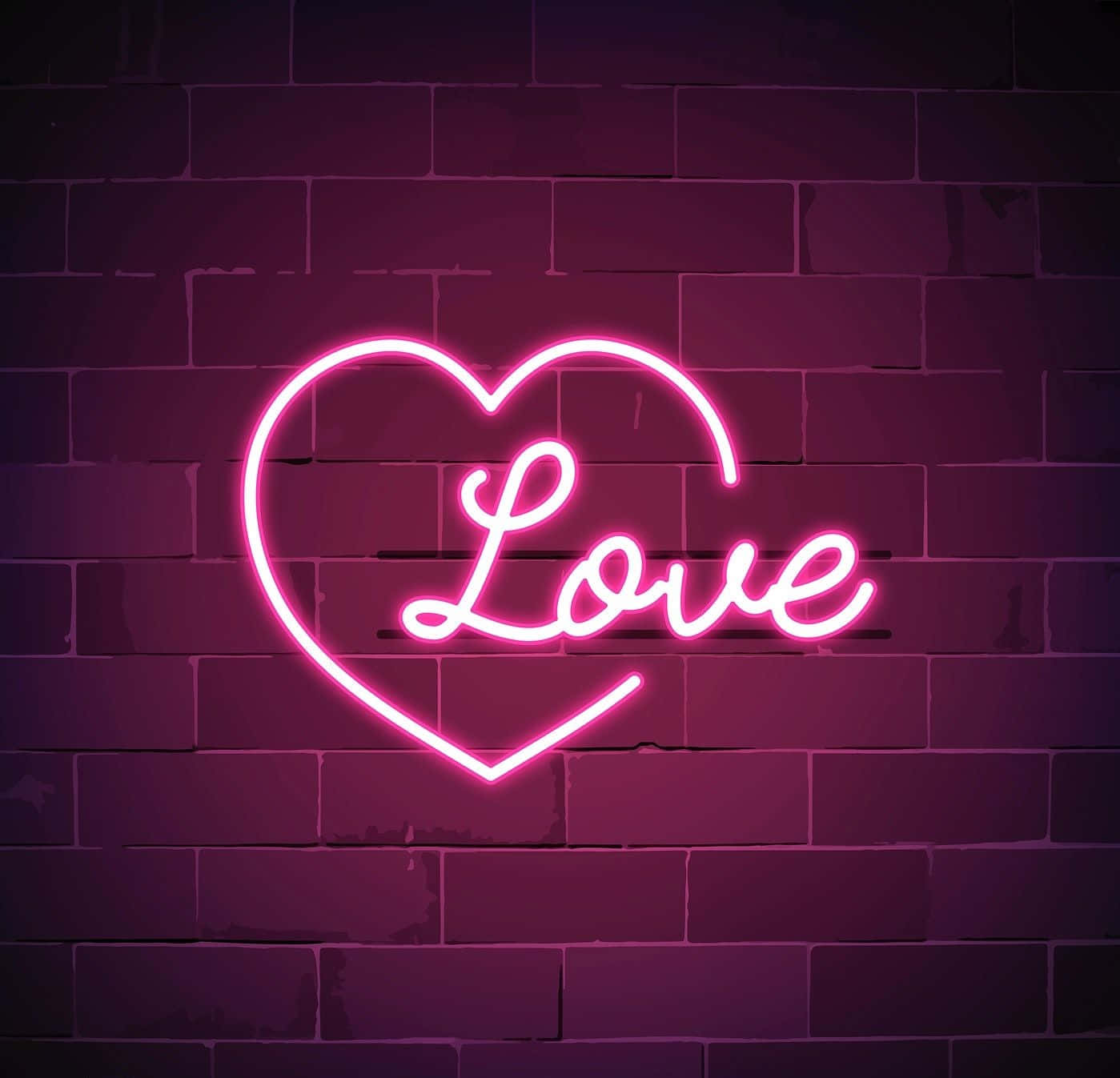 Download Pink Neon Heart Love Vector Art Wallpaper