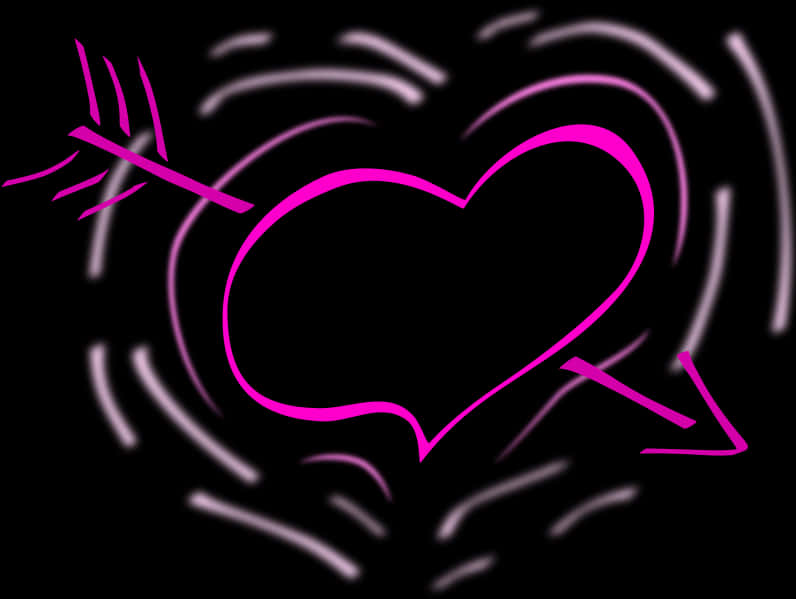 Neon Heart Arrow Clipart PNG