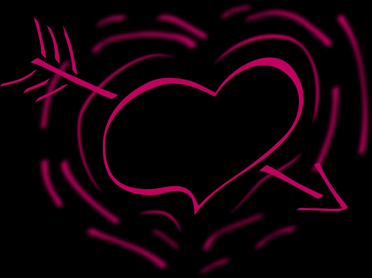 Neon Heart Arrow Tattoo Design PNG