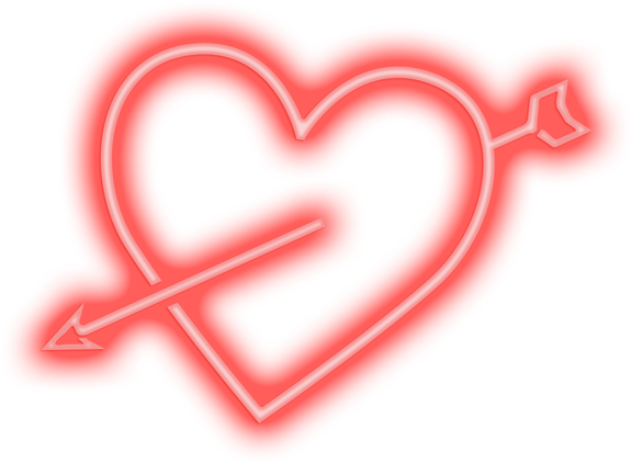 Neon Heart Arrow Valentines PNG