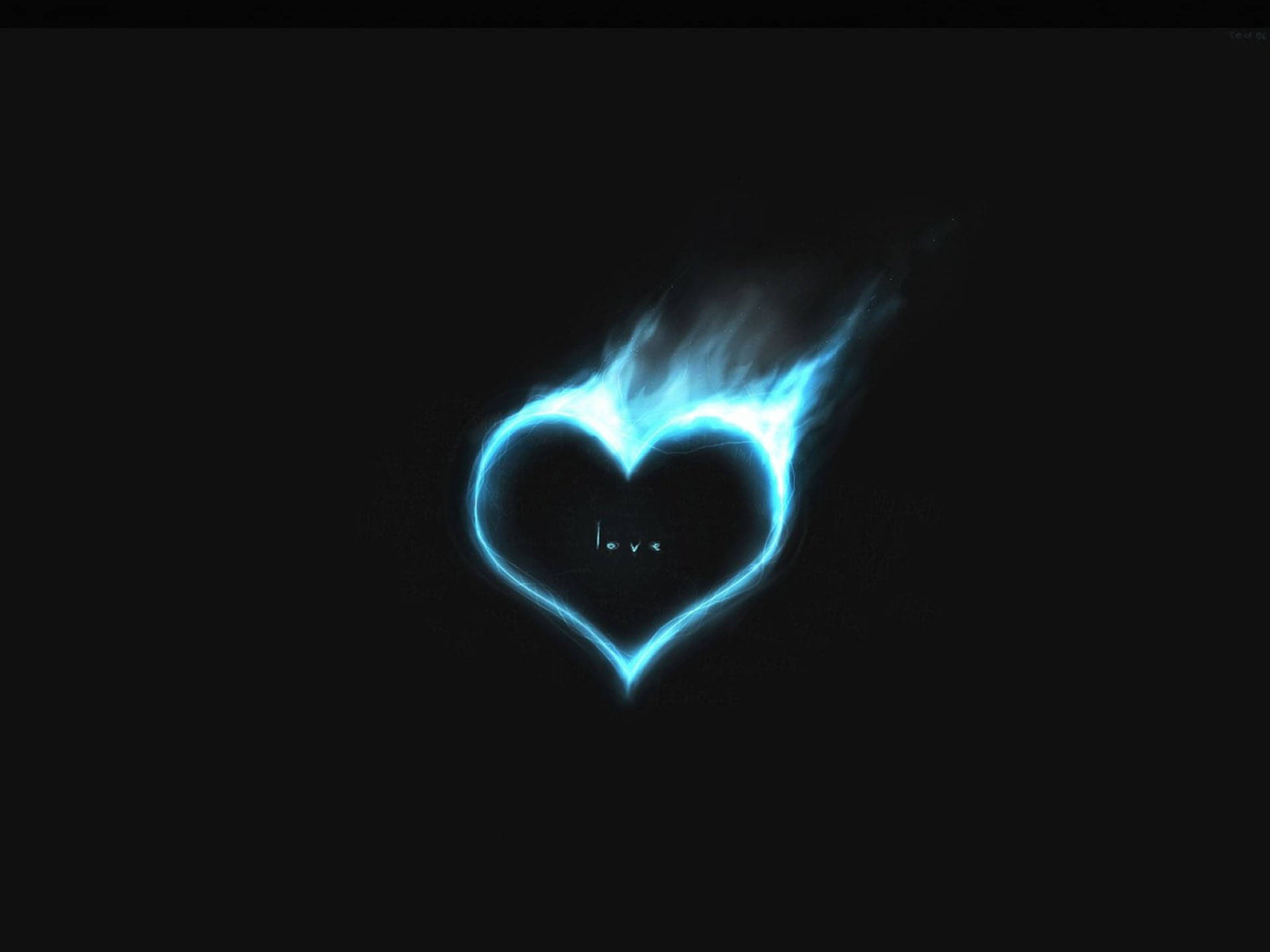 Neon Heart Blue Flames Wallpaper
