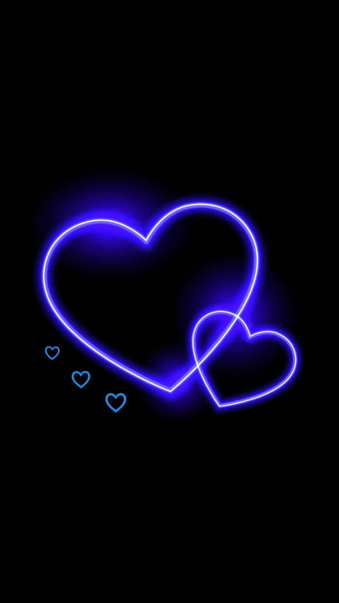 Blue Neon Hearts Digital Art Wallpaper