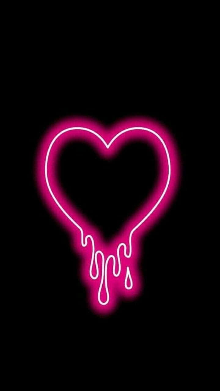 Melting Pink Neon Heart Light Wallpaper