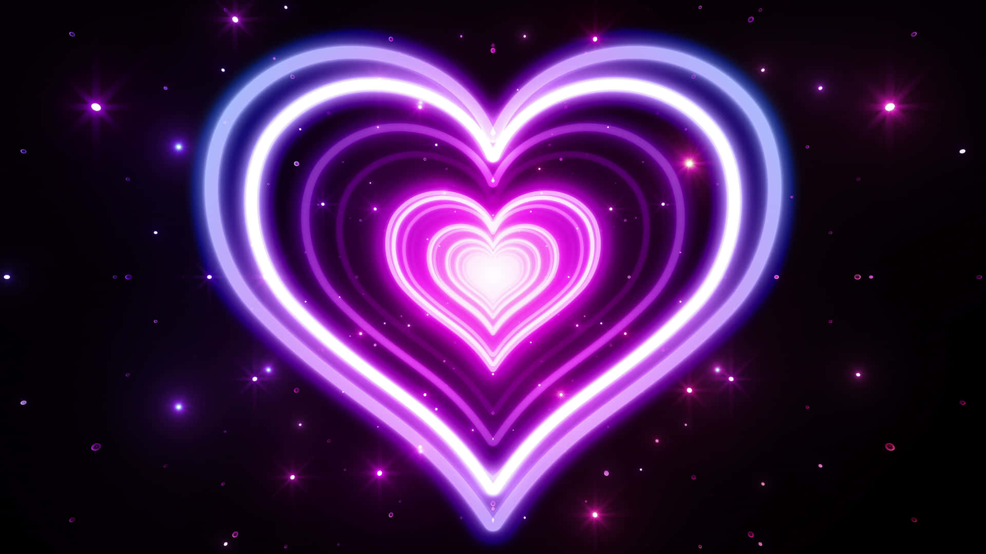 Multiple Pink And Purple Neon Heart Lights Wallpaper