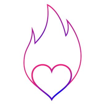 Neon Heart Flame Graphic PNG