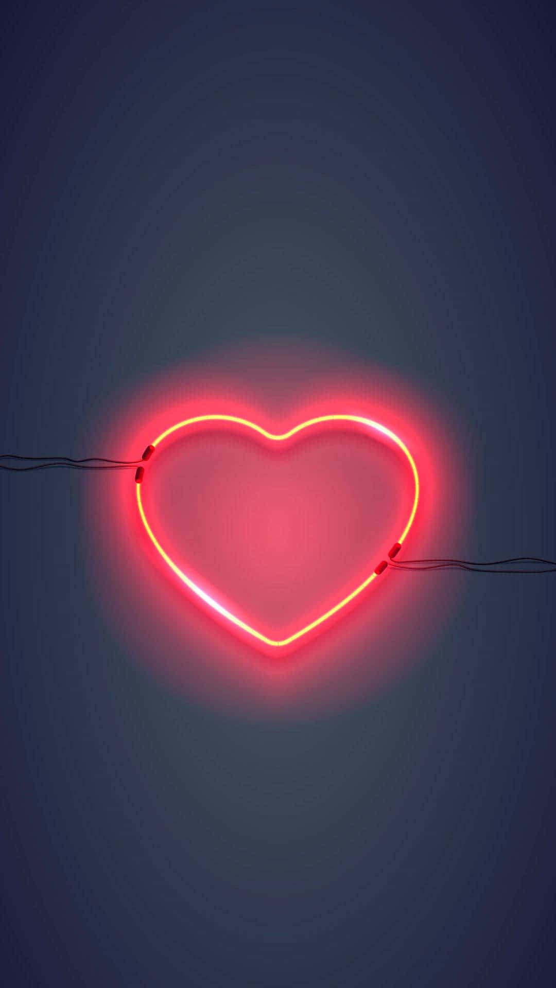 Neon Heart Glow Light Red Aesthetic Wallpaper