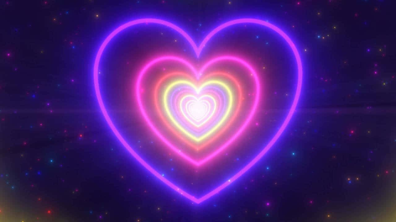 Neon Heart Glow Y2 K Aesthetic.jpg Wallpaper