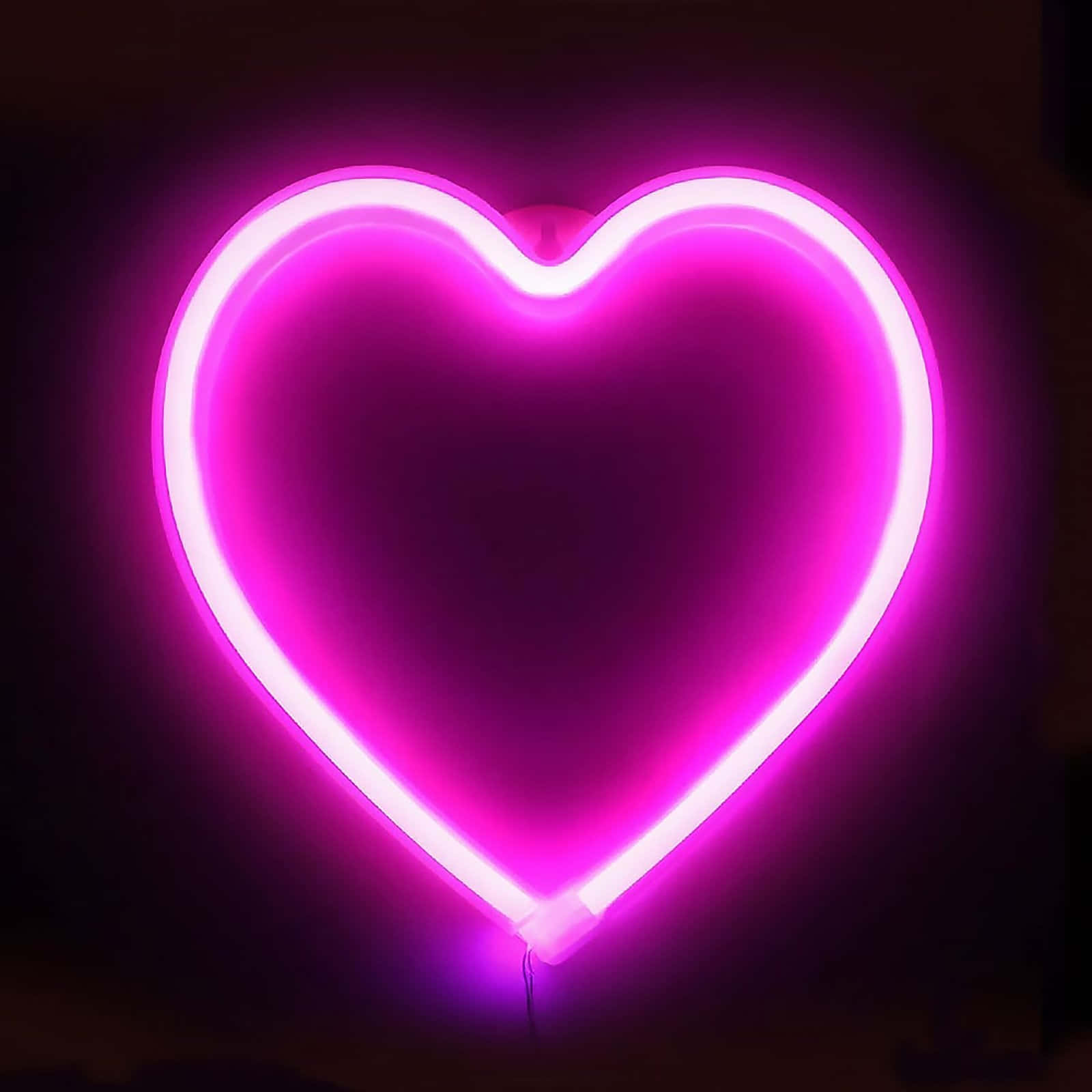 Pink LED Neon Heart Light Photograph Wallpaper