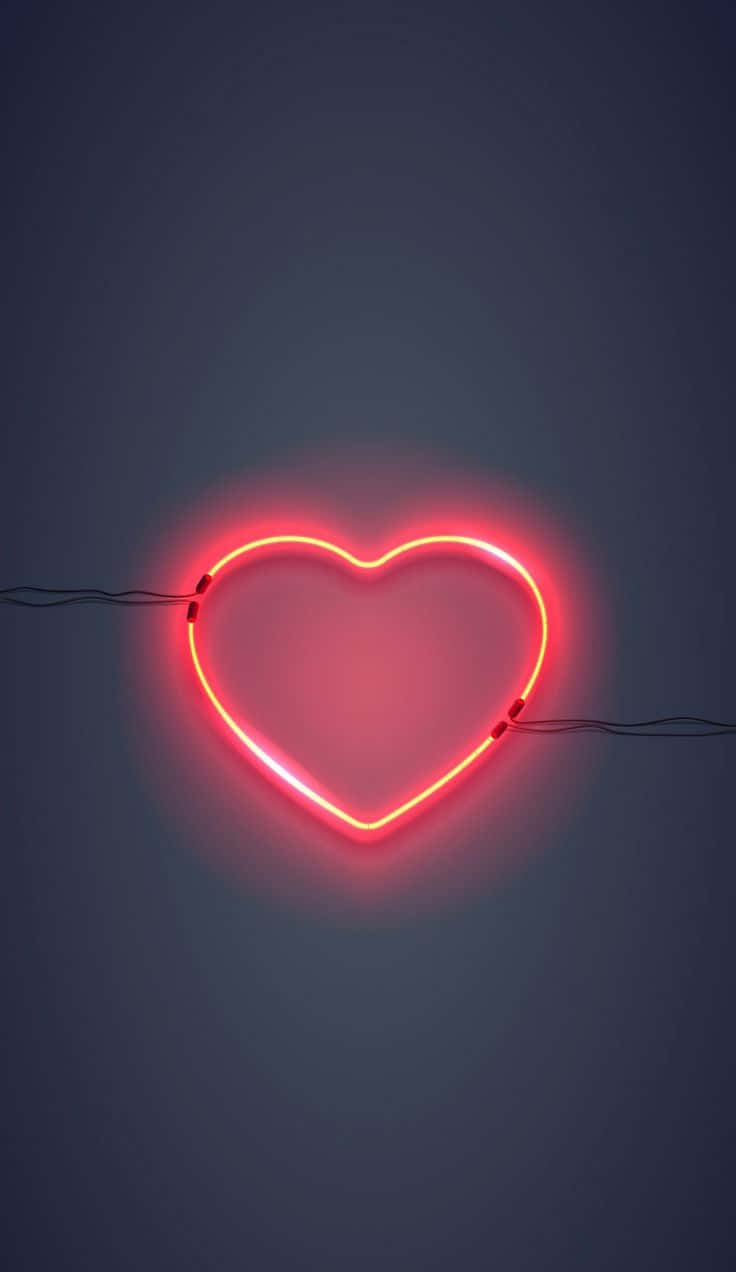 Luzde Parede Com Coração Vermelho Em Neon. Papel de Parede