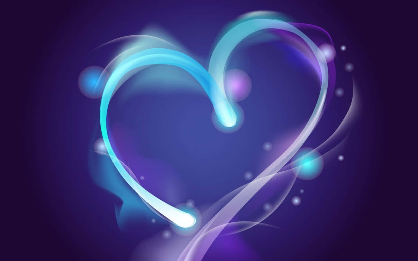 Blue Neon Heart Digital Painting Wallpaper
