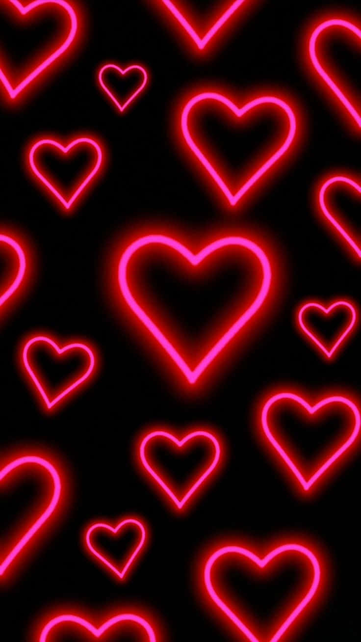 Schönes,heißes Neon-pinkes Herzmuster Wallpaper