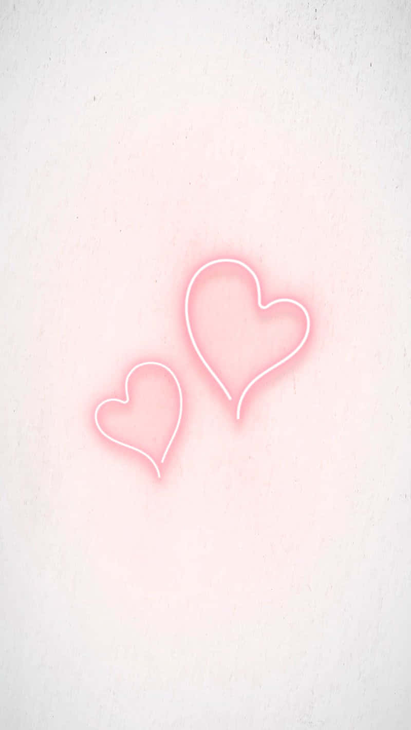 Einfacheästhetische Pinke Neonherzen Wallpaper
